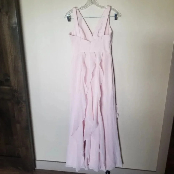 White By Vera Wang Blush Pink Ruffle Maxi  Bridesmaids Dress 2 - Picture 11 of 15